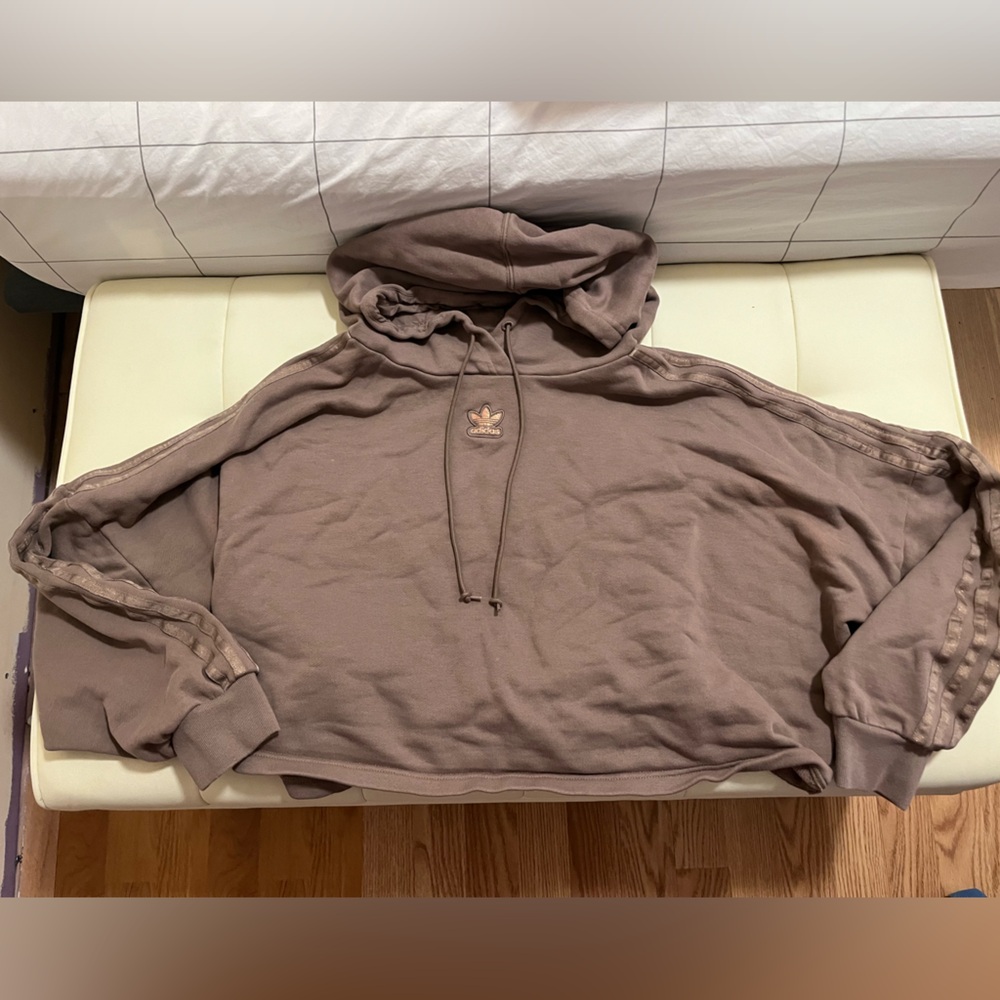 Adidas Brown Cropped Hoodie